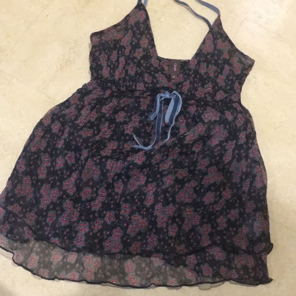 Black cami with red flowers